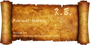 Karsai Barna névjegykártya
