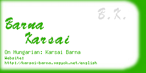 barna karsai business card